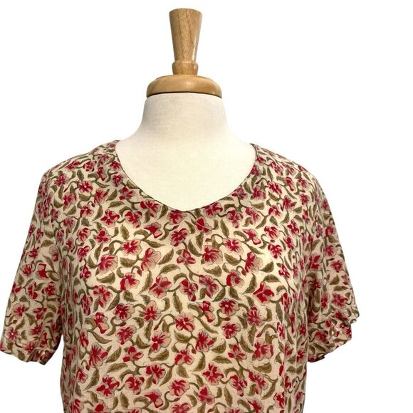 Vintage ANOKHI Floral Tunic Dress Short Sleeve Hippie Boho Gypsy size Medium - Picture 2 of 11